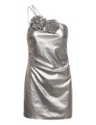Asymmetrical Maxi Flower Dress Mango Silver