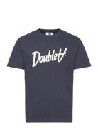 Ace Script & Badge T-Shirt Double A By Wood Wood Navy