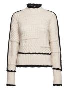Cable-Knit Sweater With Contrasting Trim Mango Cream