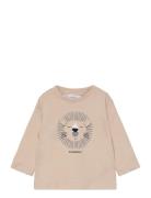 T-Shirt With Print Drawing Mango Beige