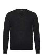 100% Merino Wool V-Neck Sweater Mango Black