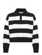Striped Polo-Neck Sweater Mango Black