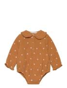 Cotton-Blend Bodysuit Shirt Mango Brown