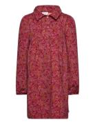 Petit Blossom Collar L/S Dress Müsli By Green Cotton Red