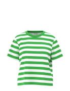 Slfessential Ss Striped Boxy Tee Noos Selected Femme Green