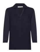 T-Shirt Fabric Mix W Collar Tom Tailor Navy