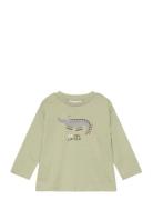 Long-Sleeved T-Shirt With Embossed Print Mango Green
