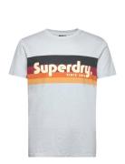Cali Striped Logo T Shirt Superdry Blue