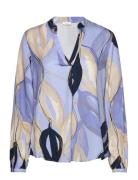 Cisna V-Neck Blouse Aop Tamaris Apparel Blue