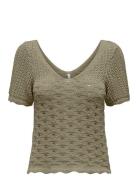 Onlbecca Life Ss V-Neck Top Cc Knt ONLY Green