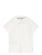 Textured Cotton Polo Shirt Mango White