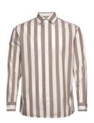 Slhregredster Shirt Stripe Ls W Selected Homme Brown