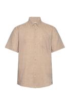Cotton/Linen Shirt S/S Lindbergh Beige