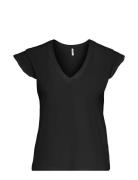 Onlmay Life S/S Frill V-Neck Top Box Jrs ONLY Black