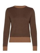 Cotton-Blend Herringb -Knit Sweater Lauren Ralph Lauren Brown