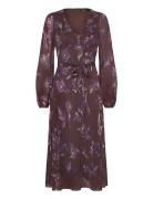 Floral Belted Crinkle Georgette Dress Lauren Ralph Lauren Brown