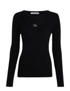 Woven Label Tight Sweater Calvin Klein Jeans Black
