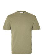 Slhberg Linen Ss Knit Tee Noos Selected Homme Green