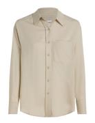 Linen Blend Relaxed Shirt Calvin Klein Beige