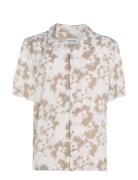 Viscose Flower Aop S/S Shirt Calvin Klein Beige