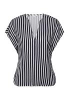 Fluid Stripe Vn Ss Blouse Tommy Hilfiger Black