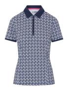 Geo Printed Polo With Mesh Back Insert Original Penguin Golf Navy