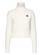 Tjw Half Zip Badge Rib Sweater Tommy Jeans White