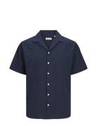 Jjaydan Seersucker Resort Shirt Ss Jack & J S Navy