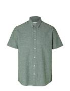 Slhregnew-Linen Shirt Ss Classic Selected Homme Green
