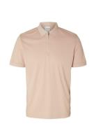 Slhfave Zip Ss Polo Noos Selected Homme Pink