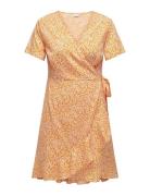 Carlivia S/S Wrap Knee Dress Wvn Noos ONLY Carmakoma Orange