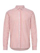 Jamie Cotton Linen Striped Shirt Ls Clean Cut Copenhagen Orange
