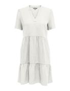 Onltiri-Caro S/S V-Neck Lin Dress Cc Pnt ONLY White