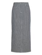 Slfmyra Hw Stripe Column Denim Skirt Selected Femme Blue