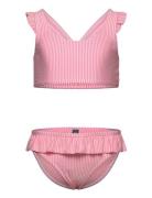 Bikini W. Skirt, Seersucker Color Kids Pink