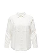 Carcaro L/S Ovs Linen Shirt Tlr ONLY Carmakoma White