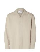 Slhrelaxnew-Linen Shirt Ls Resort Selected Homme Beige