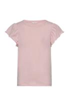 Short-Sleeved Ruffle T-Shirt Mango Pink