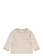 Striped Cotton-Blend Sweater Mango Beige