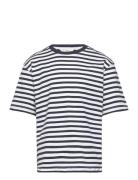 Striped Cotton T-Shirt Mango Navy