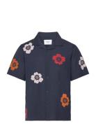 Didcot Ss Shirt Applique Floral Navy Wax London Navy
