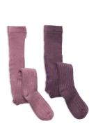 Wool Stocking - Rib 2-Pack Minymo Purple