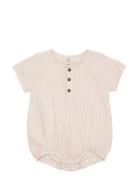 Seersucker Romper W. Sleeves Copenhagen Colors Beige