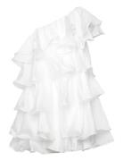 Amber Shoulder Frill Mini Dress Malina White