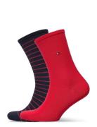 Th Women Sock 2P Small Stripe Tommy Hilfiger Red