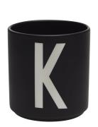 Black Porcelain Cups A-Z Design Letters Black