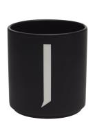 Black Porcelain Cups A-Z Design Letters Black