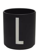 Black Porcelain Cups A-Z Design Letters Black