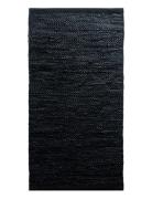 Leather RUG SOLID Black