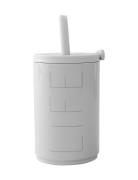 Travel Cup With Straw 330Ml Design Letters Grey